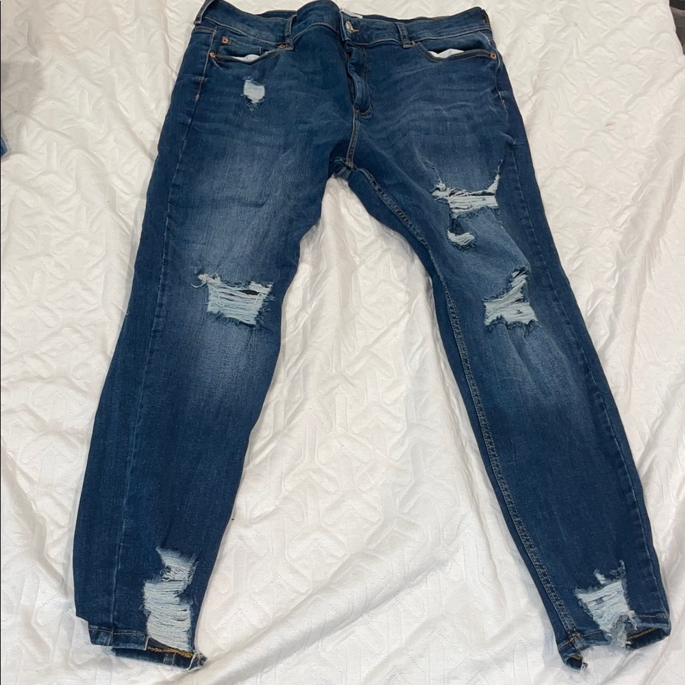 Trendy Distressed Blue Skinny Jeans